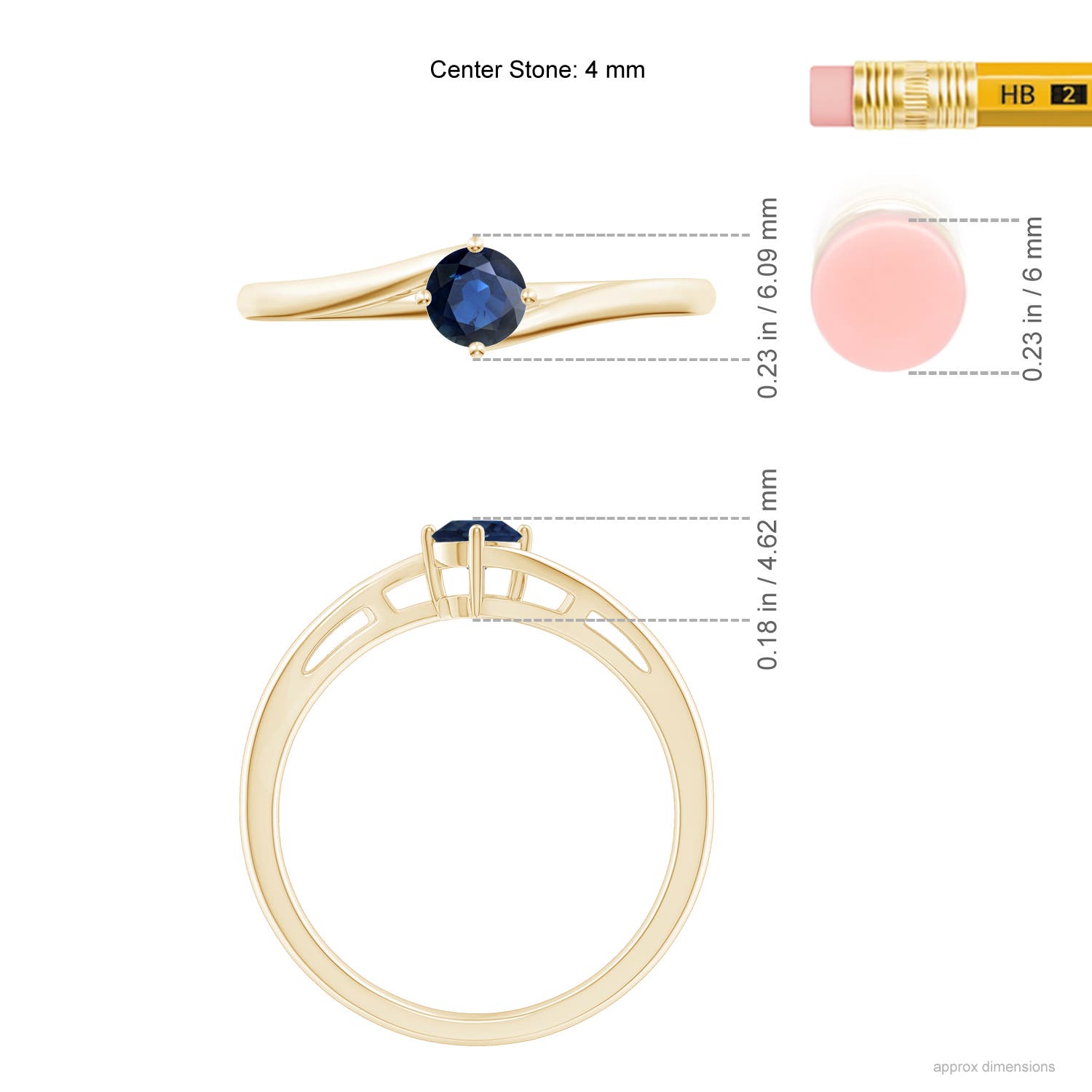 AA - Blue Sapphire / 0.33 CT / 14 KT Yellow Gold