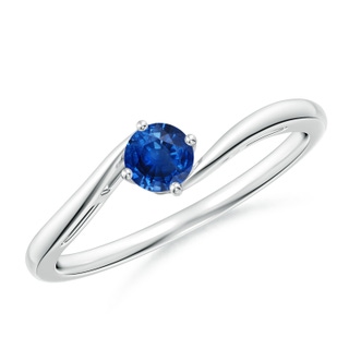 4mm AAA Classic Round Sapphire Solitaire Bypass Ring in 9K White Gold