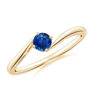 4mm AAA Classic Round Sapphire Solitaire Bypass Ring in 9K Yellow Gold