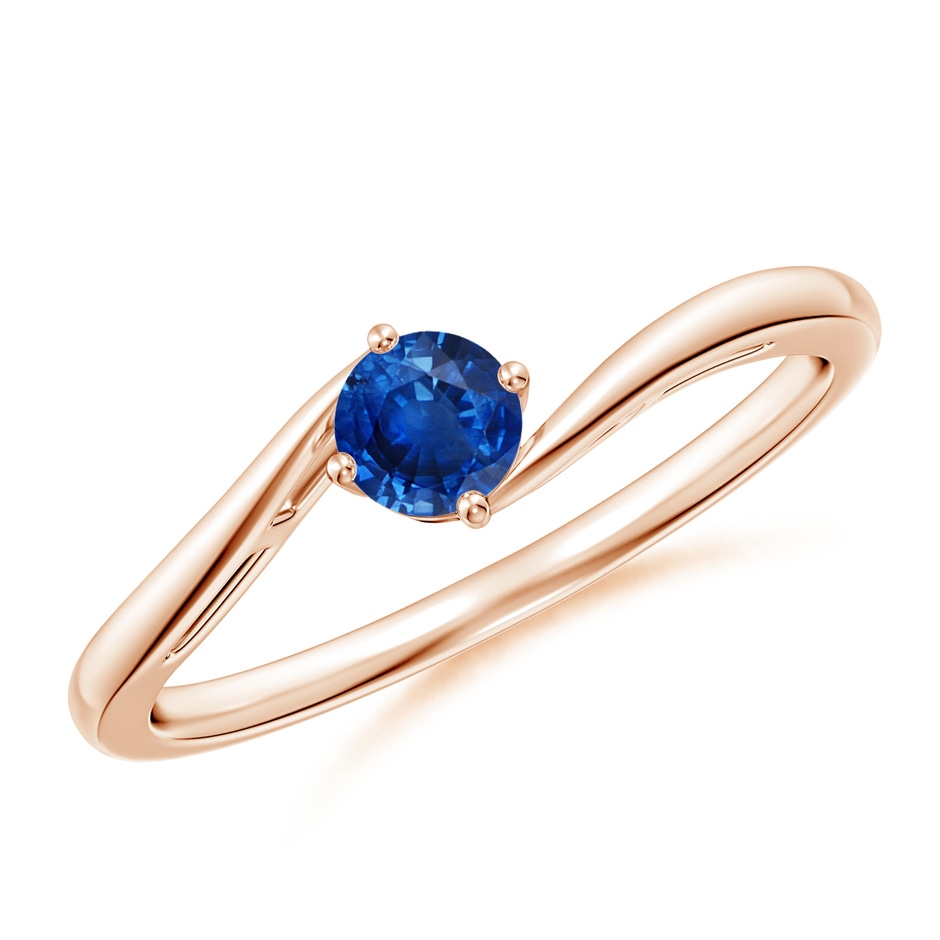 4mm AAA Classic Round Sapphire Solitaire Bypass Ring in Rose Gold 