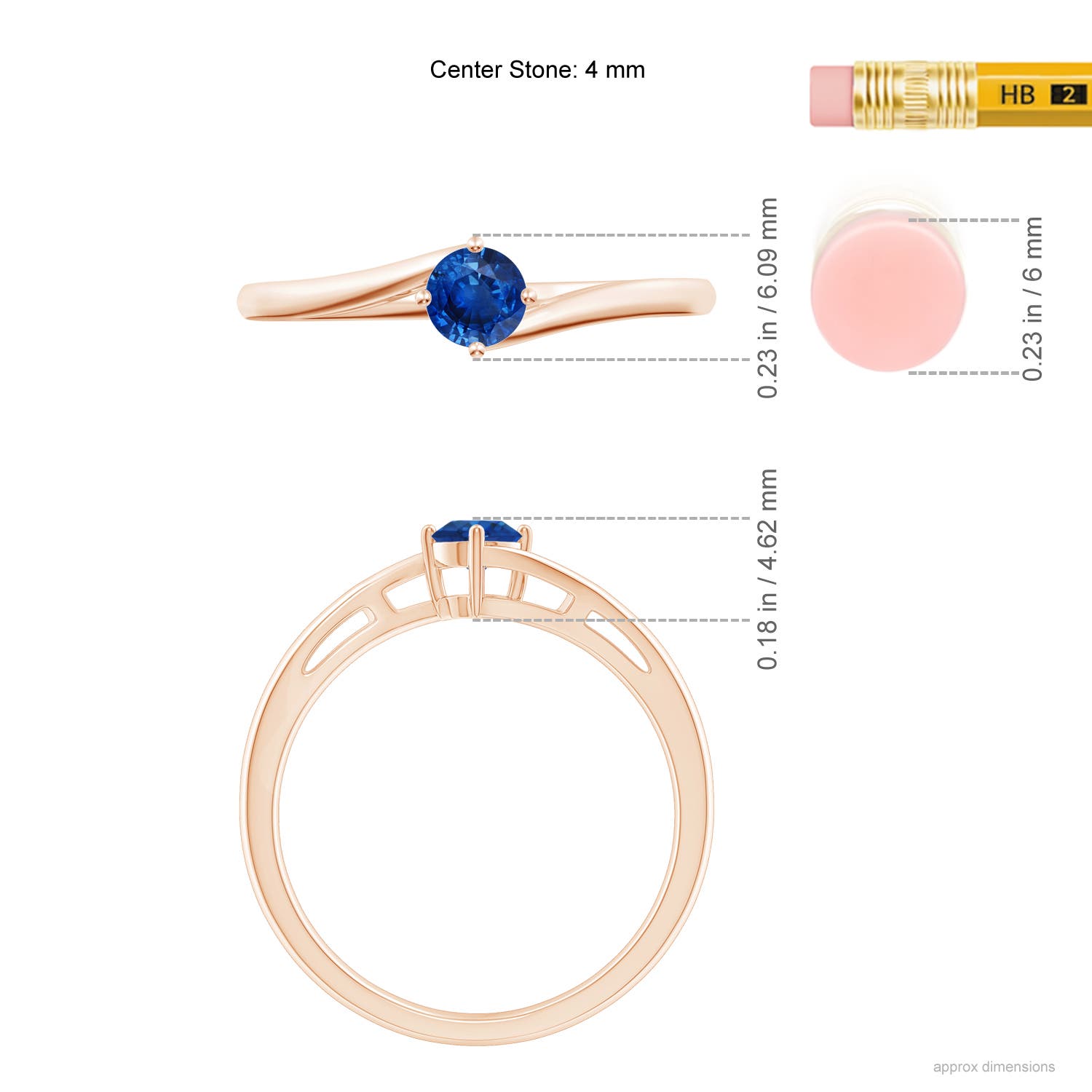 AAA - Blue Sapphire / 0.33 CT / 14 KT Rose Gold