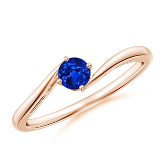 4mm AAAA Classic Round Sapphire Solitaire Bypass Ring in 10K Rose Gold