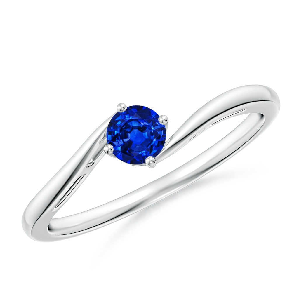 4mm AAAA Classic Round Sapphire Solitaire Bypass Ring in P950 Platinum