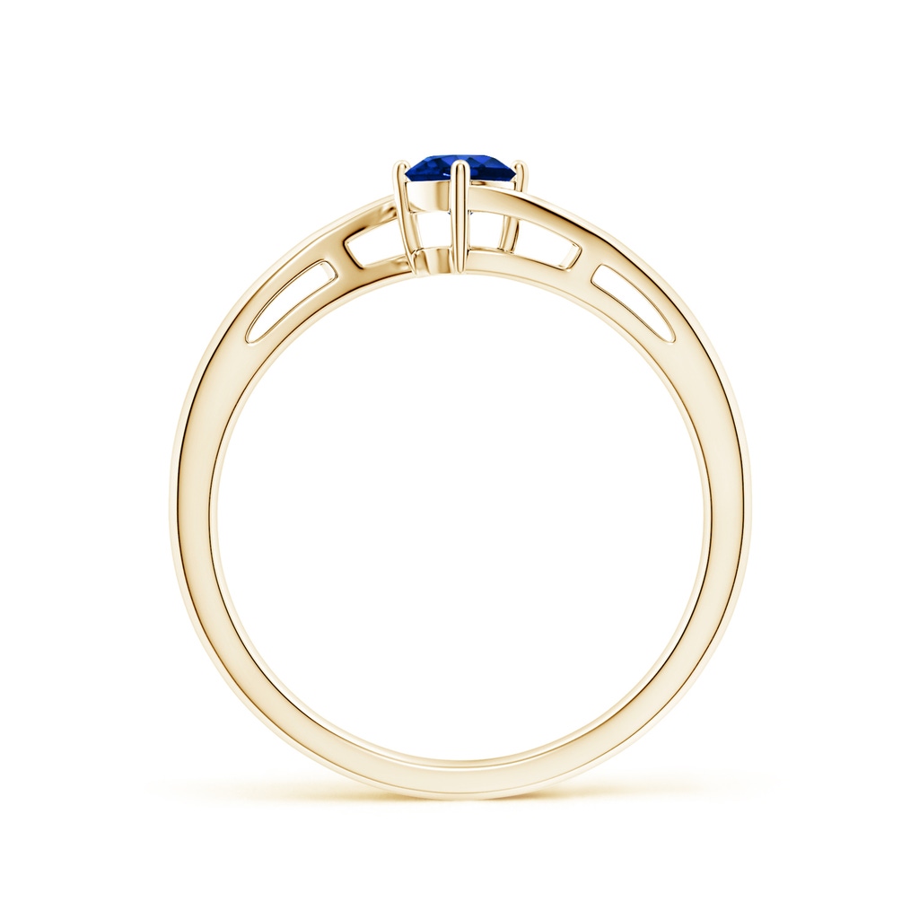 4mm AAAA Classic Round Sapphire Solitaire Bypass Ring in Yellow Gold - side 199