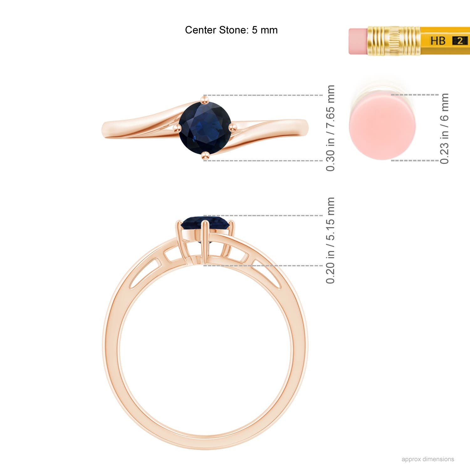 A - Blue Sapphire / 0.6 CT / 14 KT Rose Gold