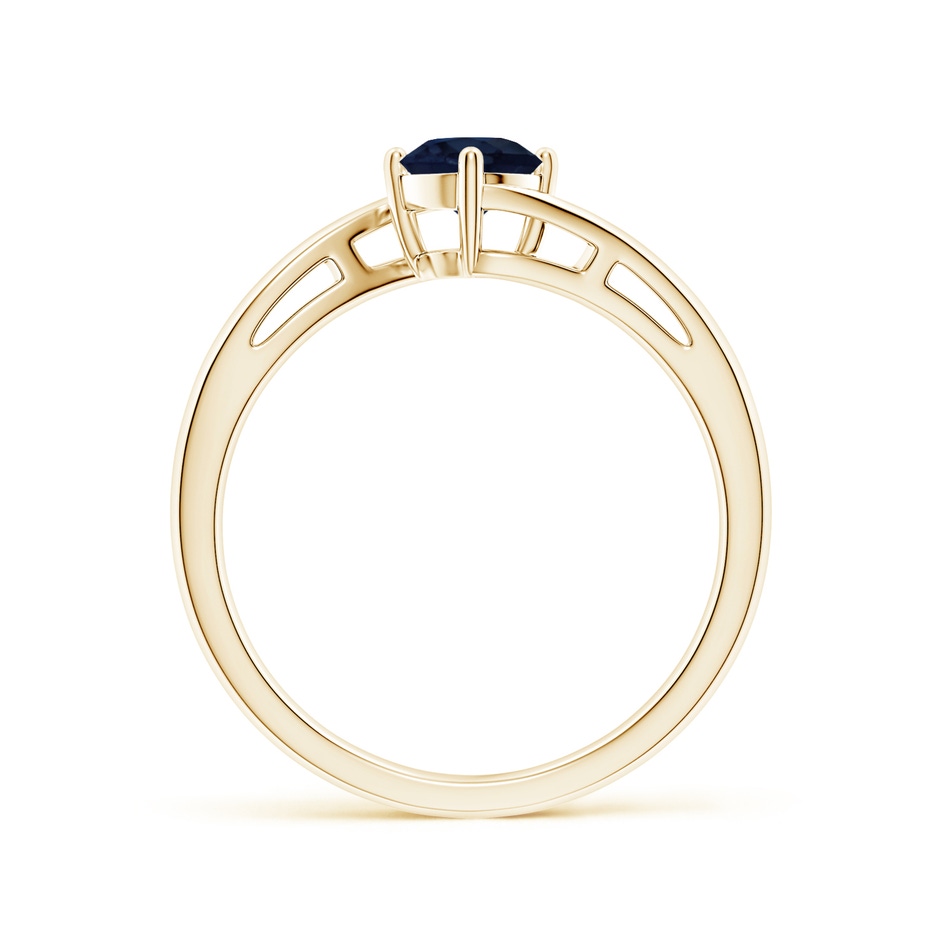 5mm A Classic Round Sapphire Solitaire Bypass Ring in Yellow Gold side 199