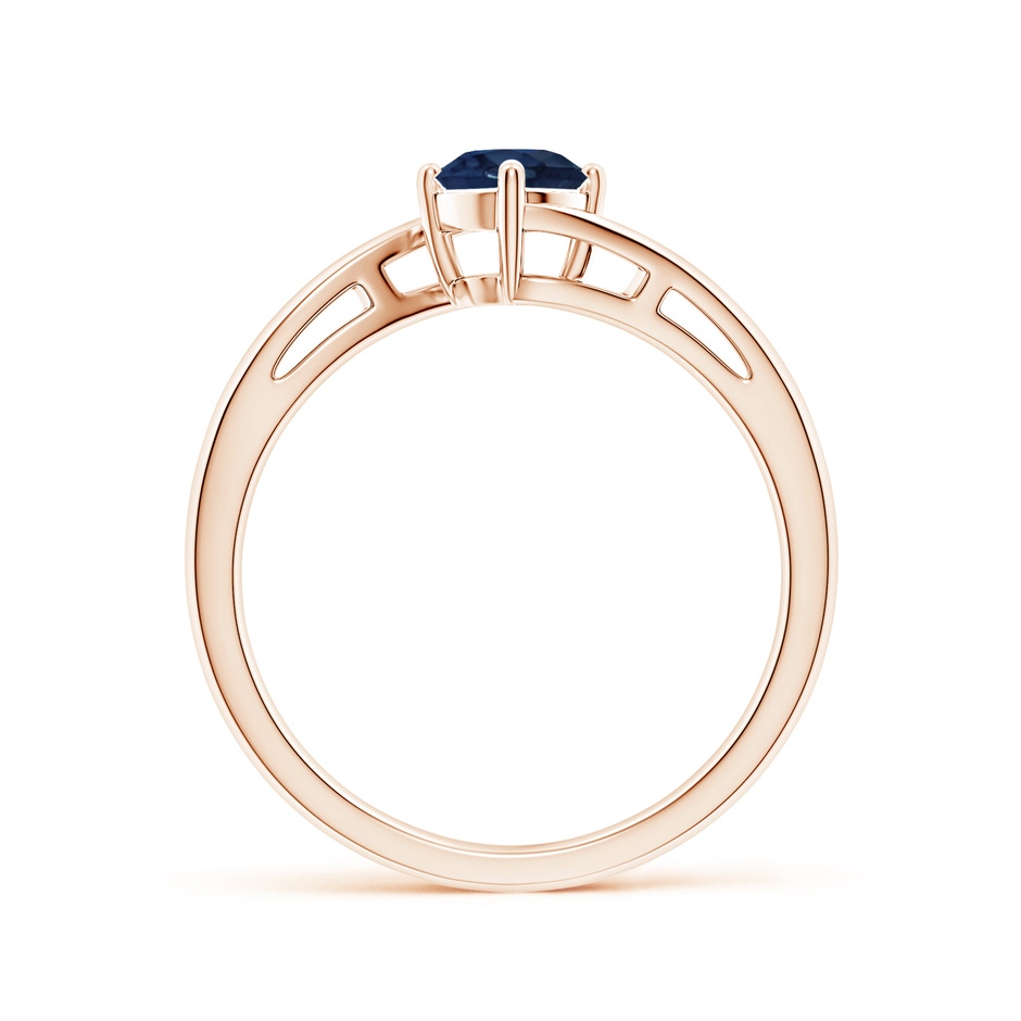 5mm AA Classic Round Sapphire Solitaire Bypass Ring in Rose Gold side 199