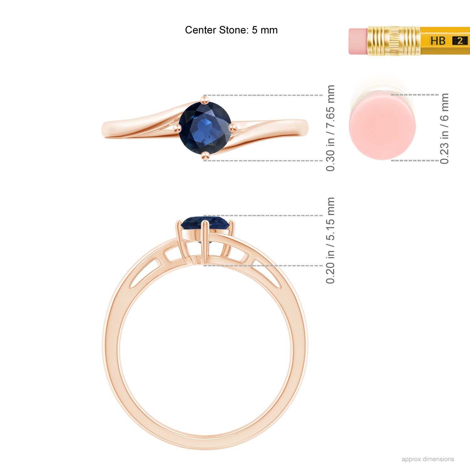 AA - Blue Sapphire / 0.6 CT / 14 KT Rose Gold