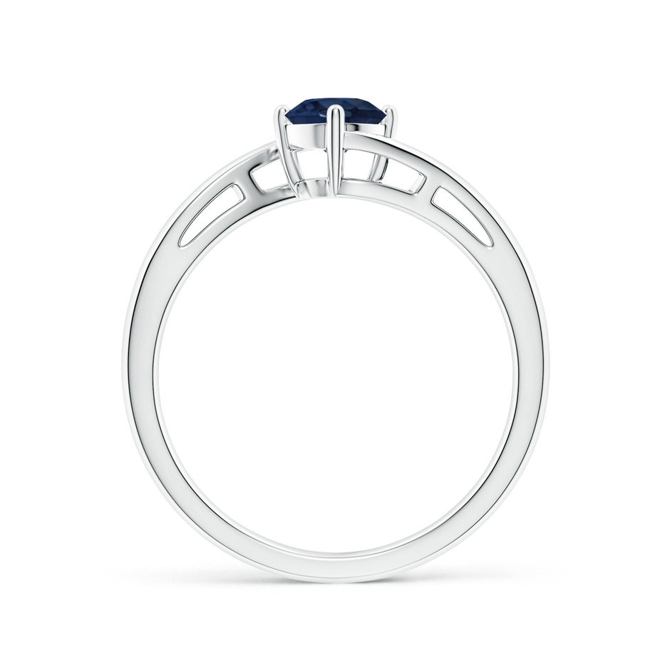 5mm AA Classic Round Sapphire Solitaire Bypass Ring in White Gold side 199