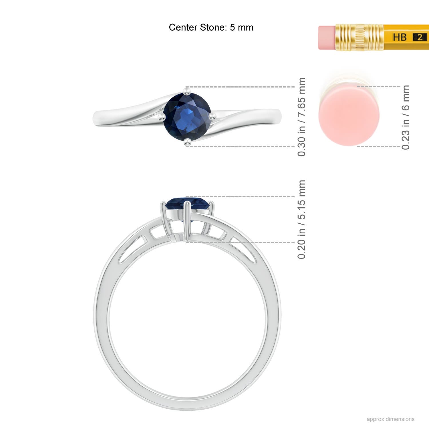 AA - Blue Sapphire / 0.6 CT / 14 KT White Gold