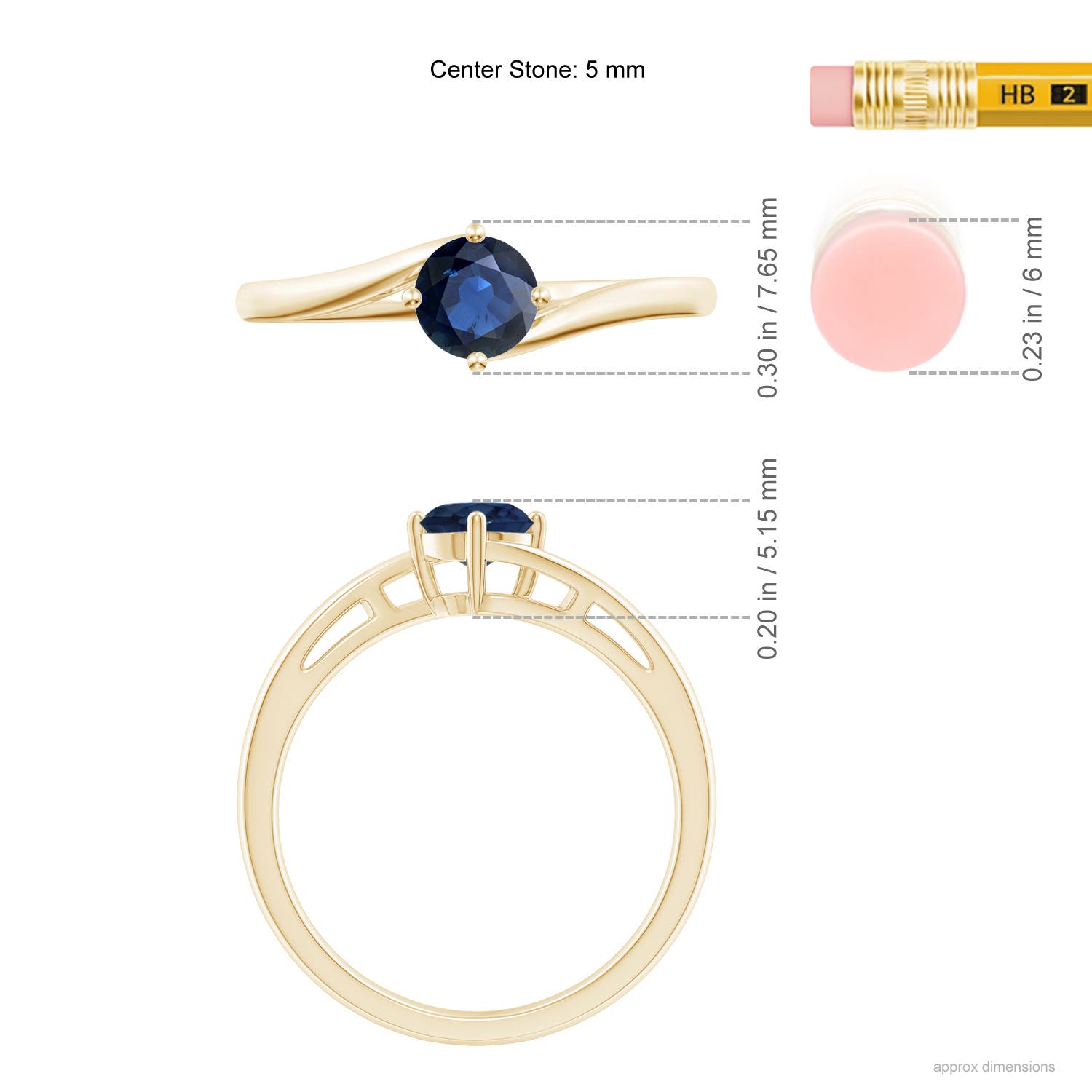 AA - Blue Sapphire / 0.6 CT / 14 KT Yellow Gold