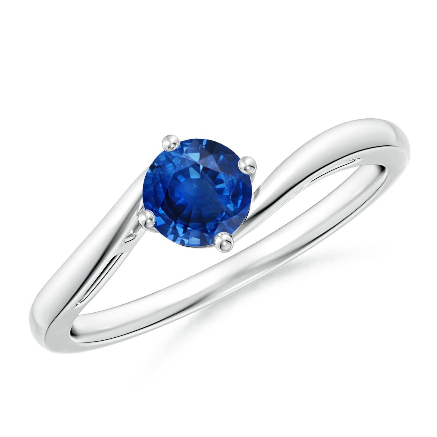 5mm AAA Classic Round Sapphire Solitaire Bypass Ring in P950 Platinum