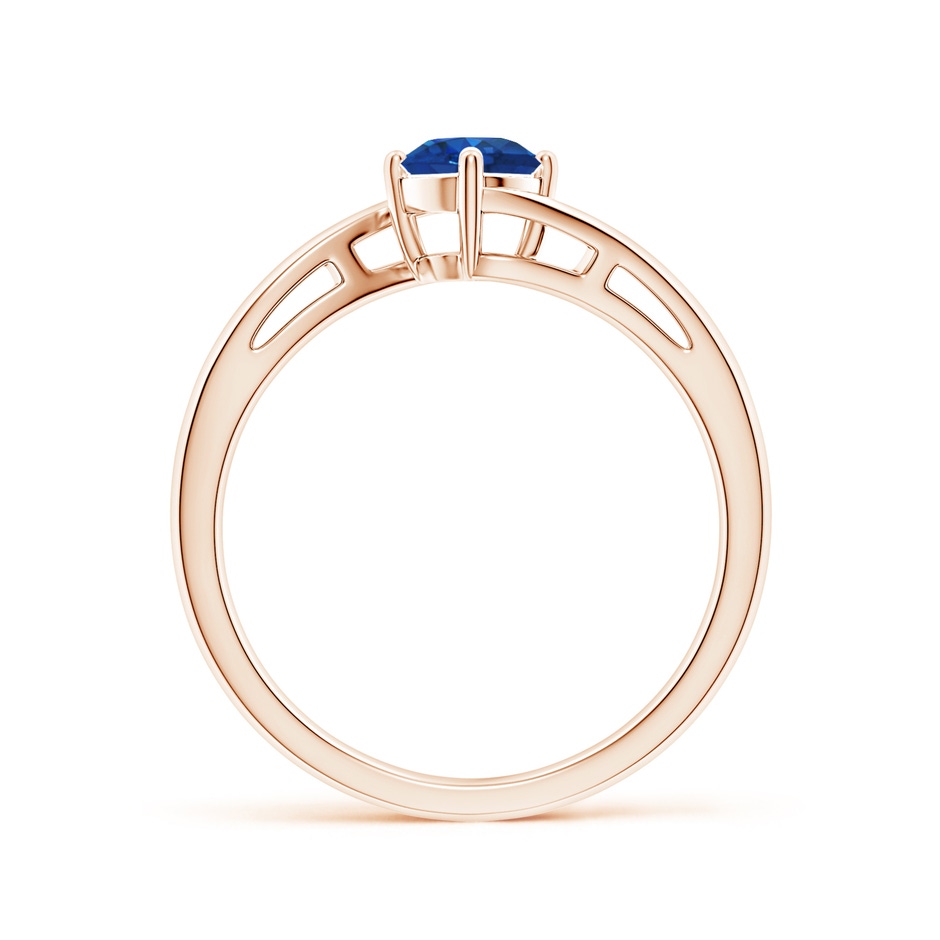 5mm AAA Classic Round Sapphire Solitaire Bypass Ring in Rose Gold side 199