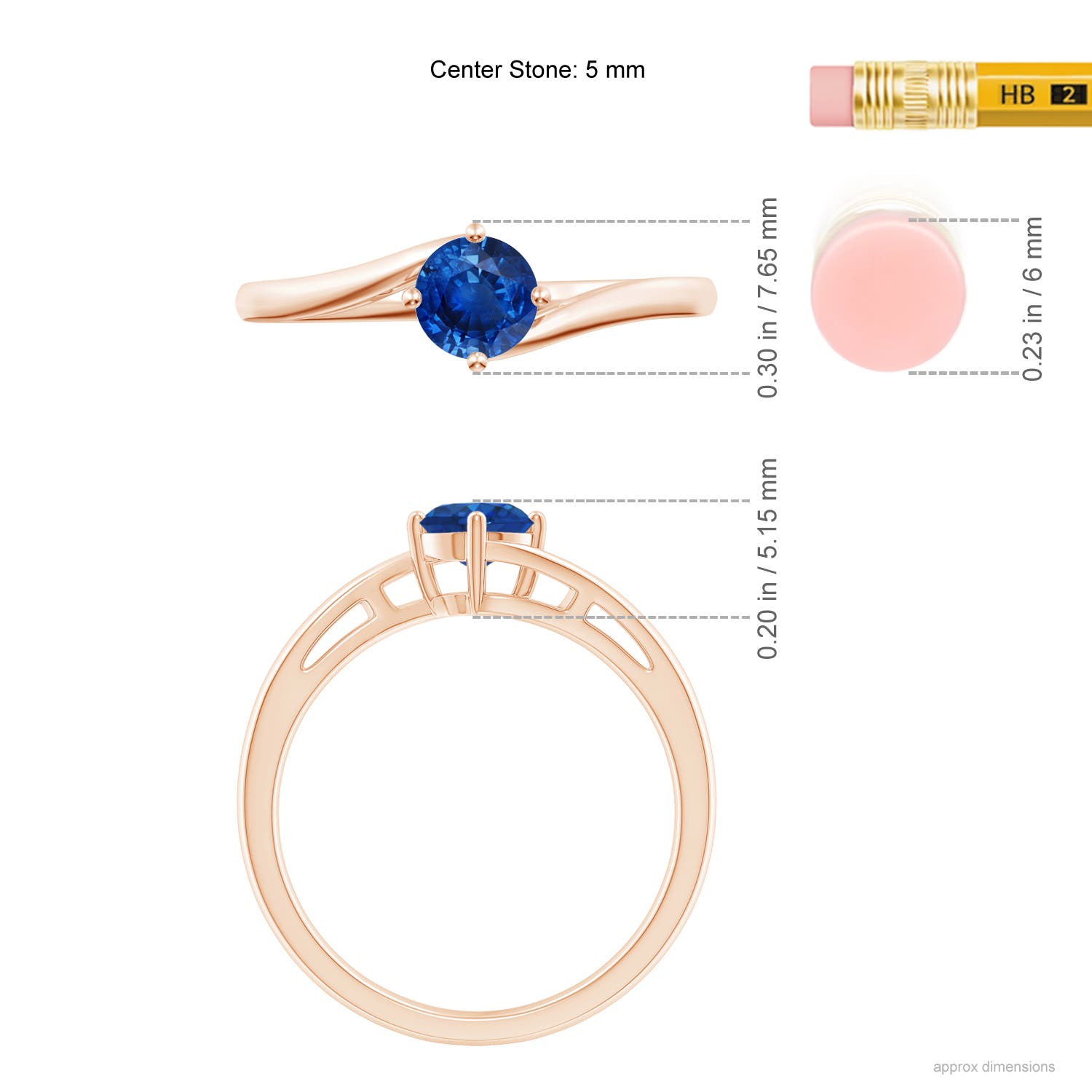 AAA - Blue Sapphire / 0.6 CT / 14 KT Rose Gold