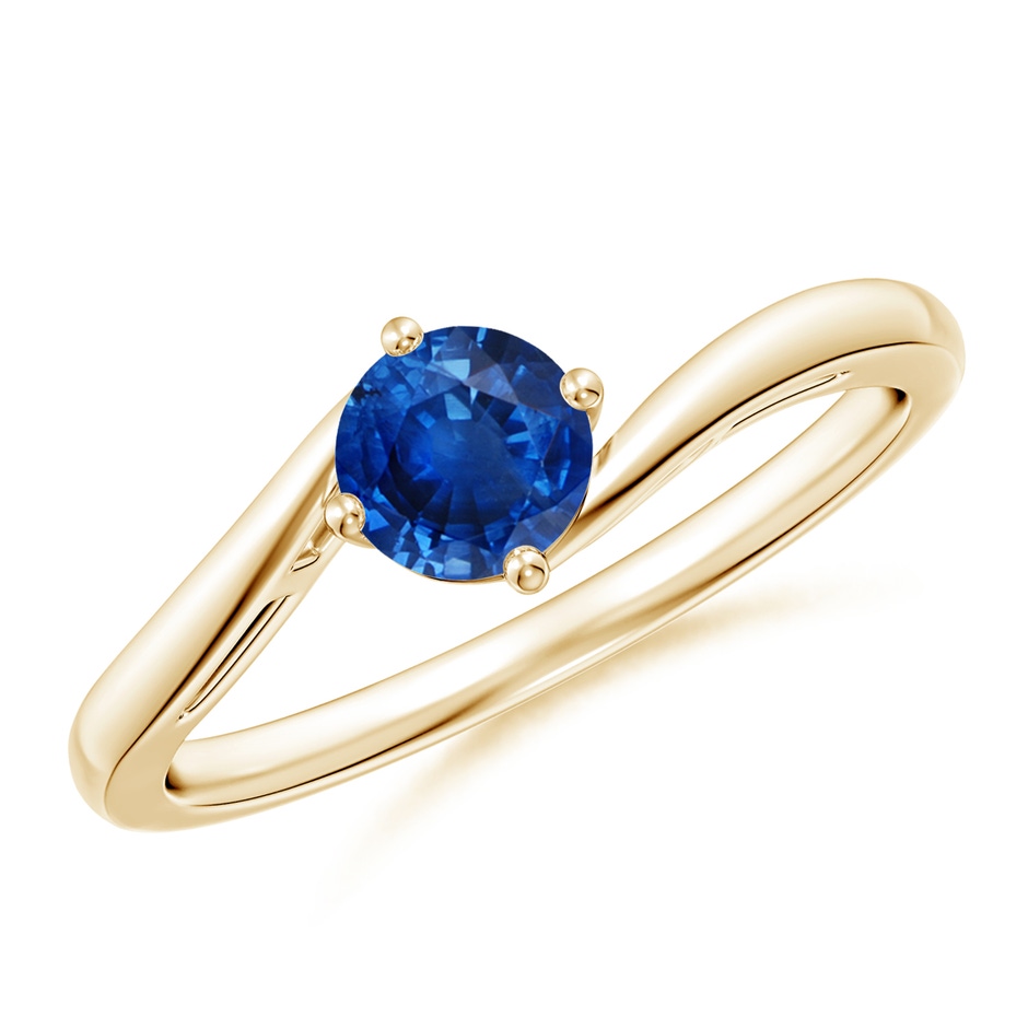 5mm AAA Classic Round Sapphire Solitaire Bypass Ring in Yellow Gold 