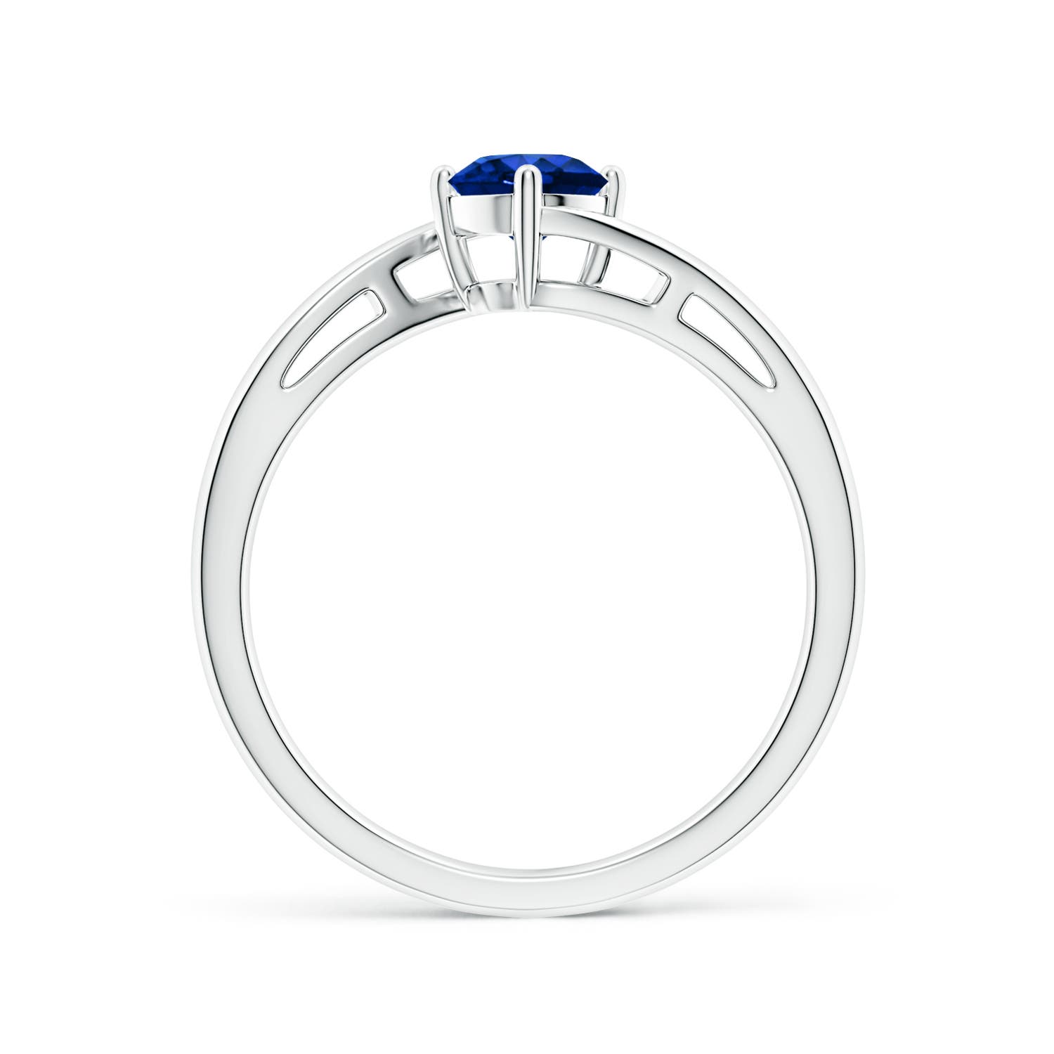 5mm AAAA Classic Round Sapphire Solitaire Bypass Ring in 18K White Gold - side 3