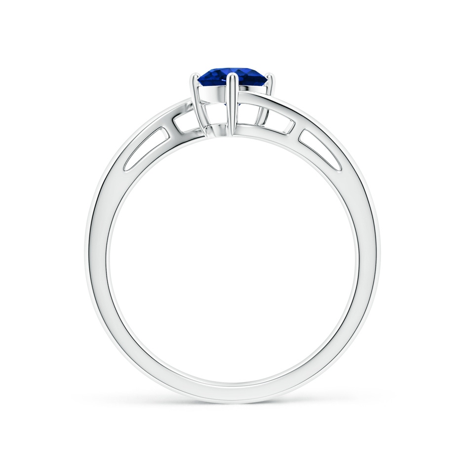5mm AAAA Classic Round Sapphire Solitaire Bypass Ring in White Gold side 199