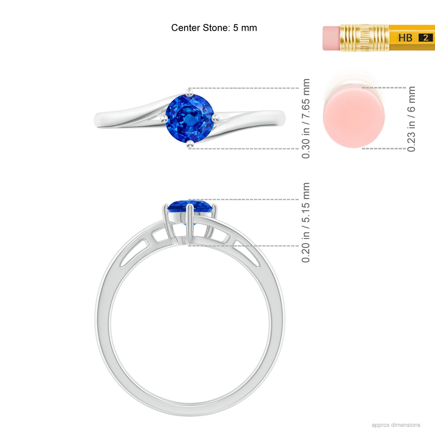 AAAA - Blue Sapphire / 0.6 CT / 14 KT White Gold