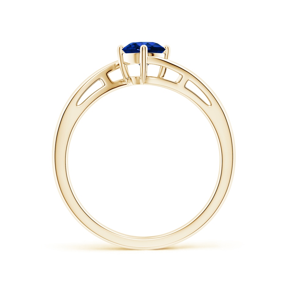 5mm AAAA Classic Round Sapphire Solitaire Bypass Ring in Yellow Gold side 199