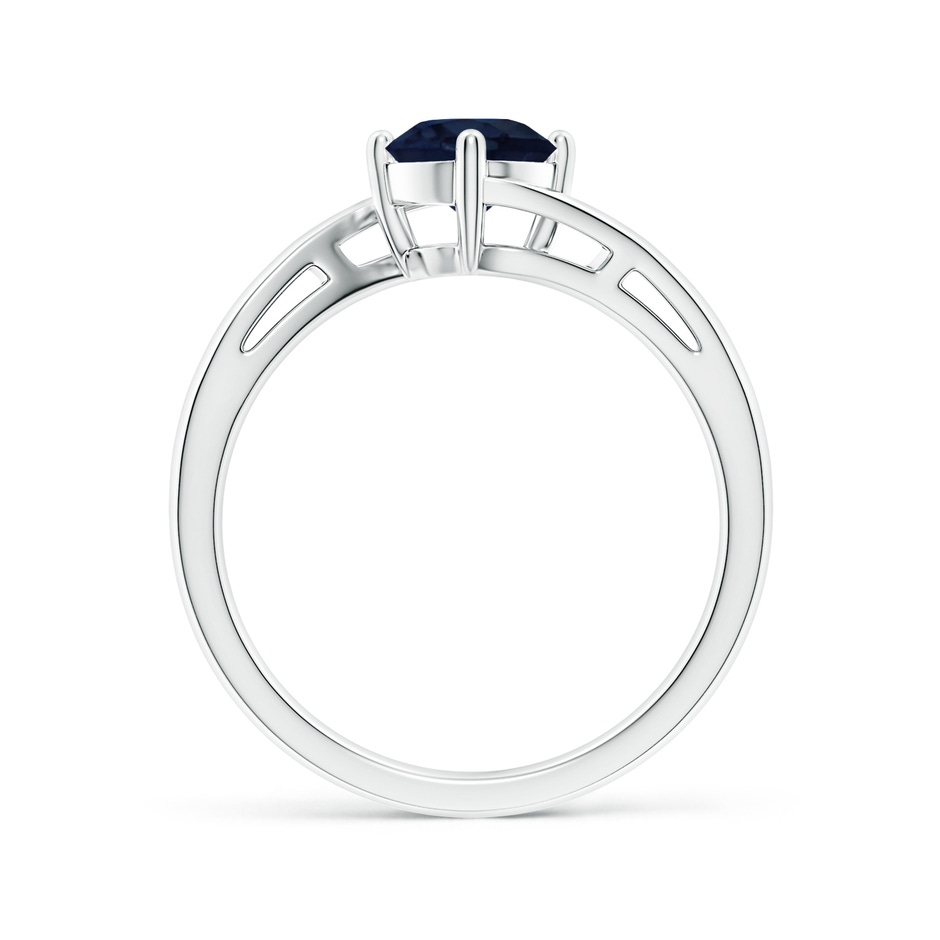 6mm A Classic Round Sapphire Solitaire Bypass Ring in White Gold side 199