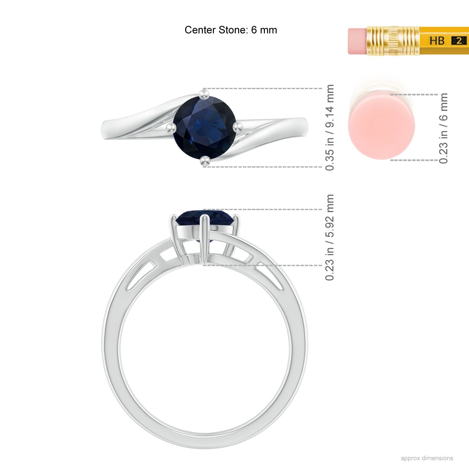 A - Blue Sapphire / 1 CT / 14 KT White Gold