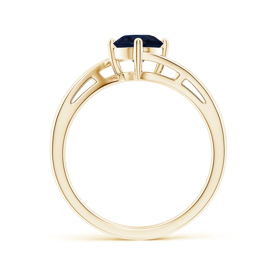 6mm A Classic Round Sapphire Solitaire Bypass Ring in Yellow Gold side 199