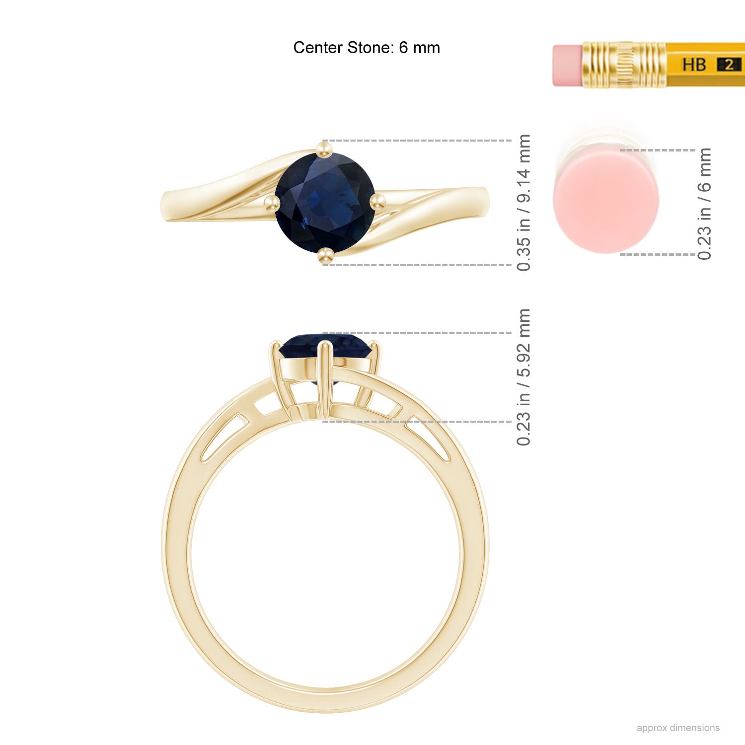 A - Blue Sapphire / 1 CT / 14 KT Yellow Gold