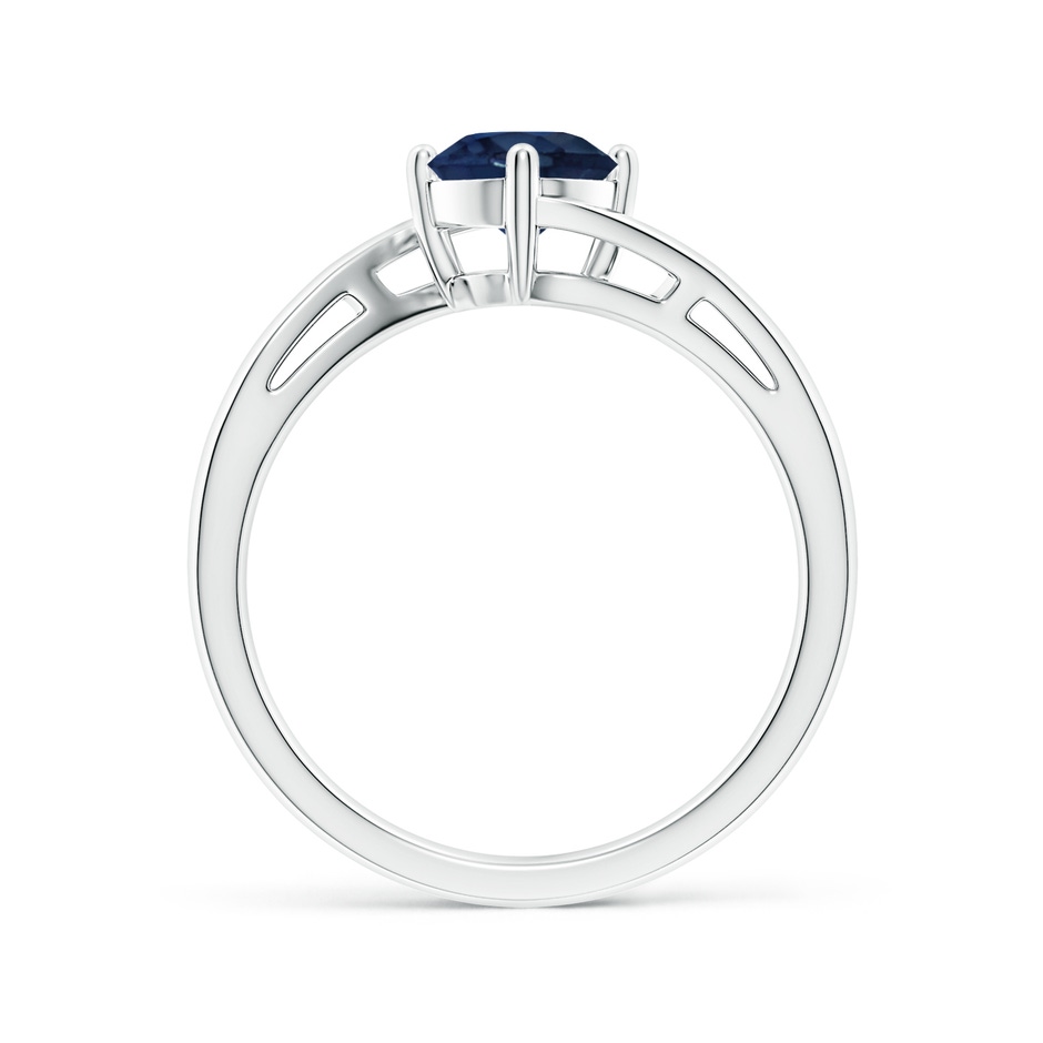 6mm AA Classic Round Sapphire Solitaire Bypass Ring in P950 Platinum side 199