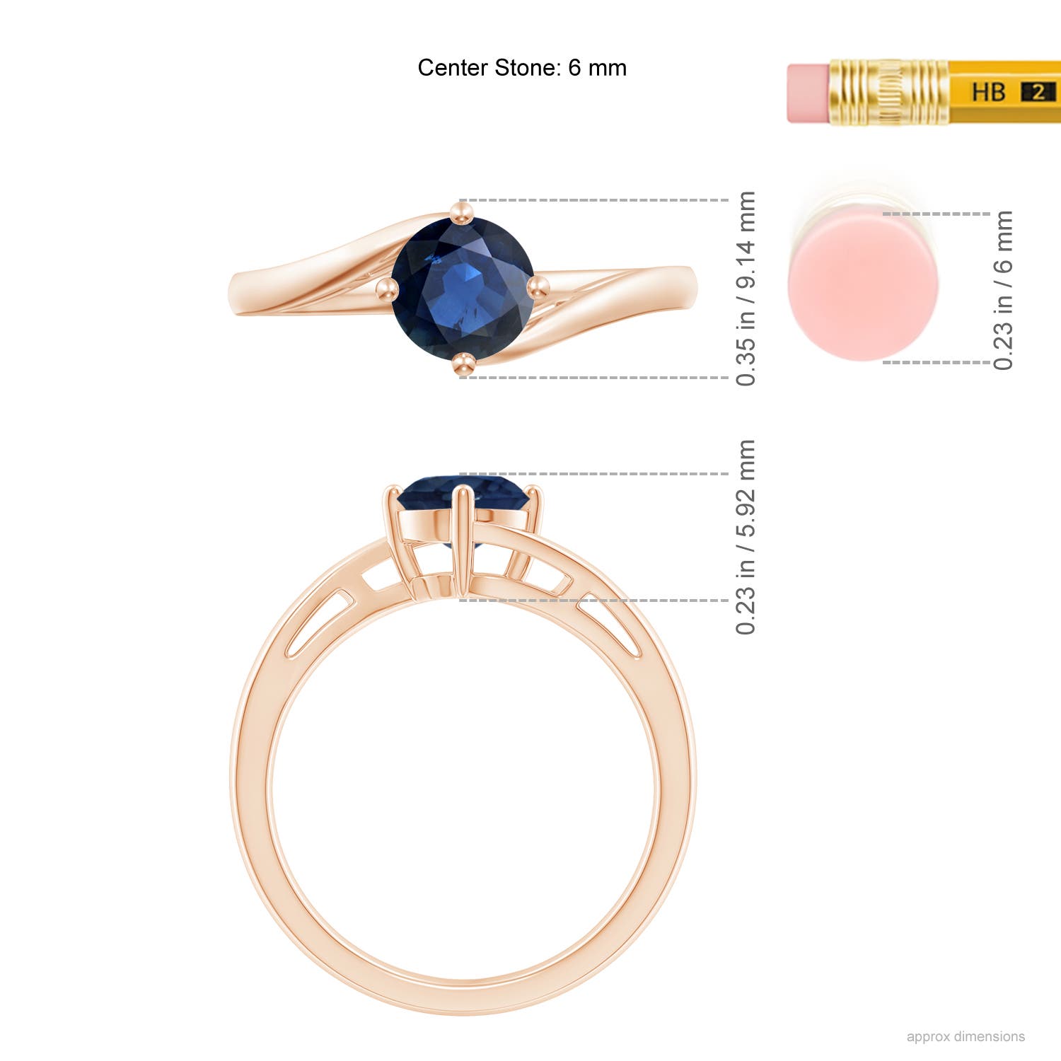 AA - Blue Sapphire / 1 CT / 14 KT Rose Gold