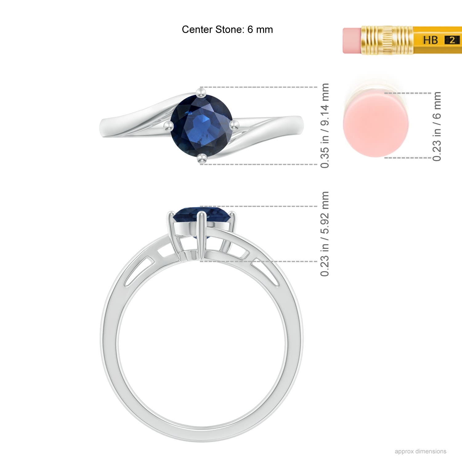 AA - Blue Sapphire / 1 CT / 14 KT White Gold