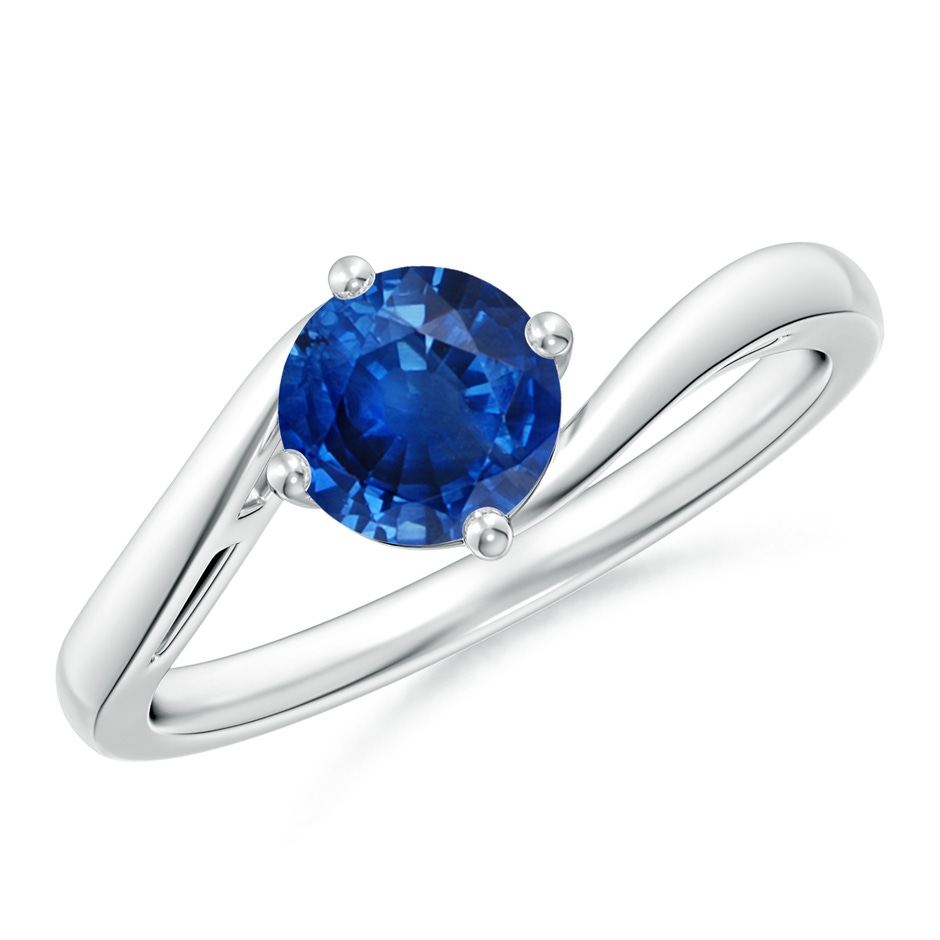 6mm AAA Classic Round Sapphire Solitaire Bypass Ring in P950 Platinum 