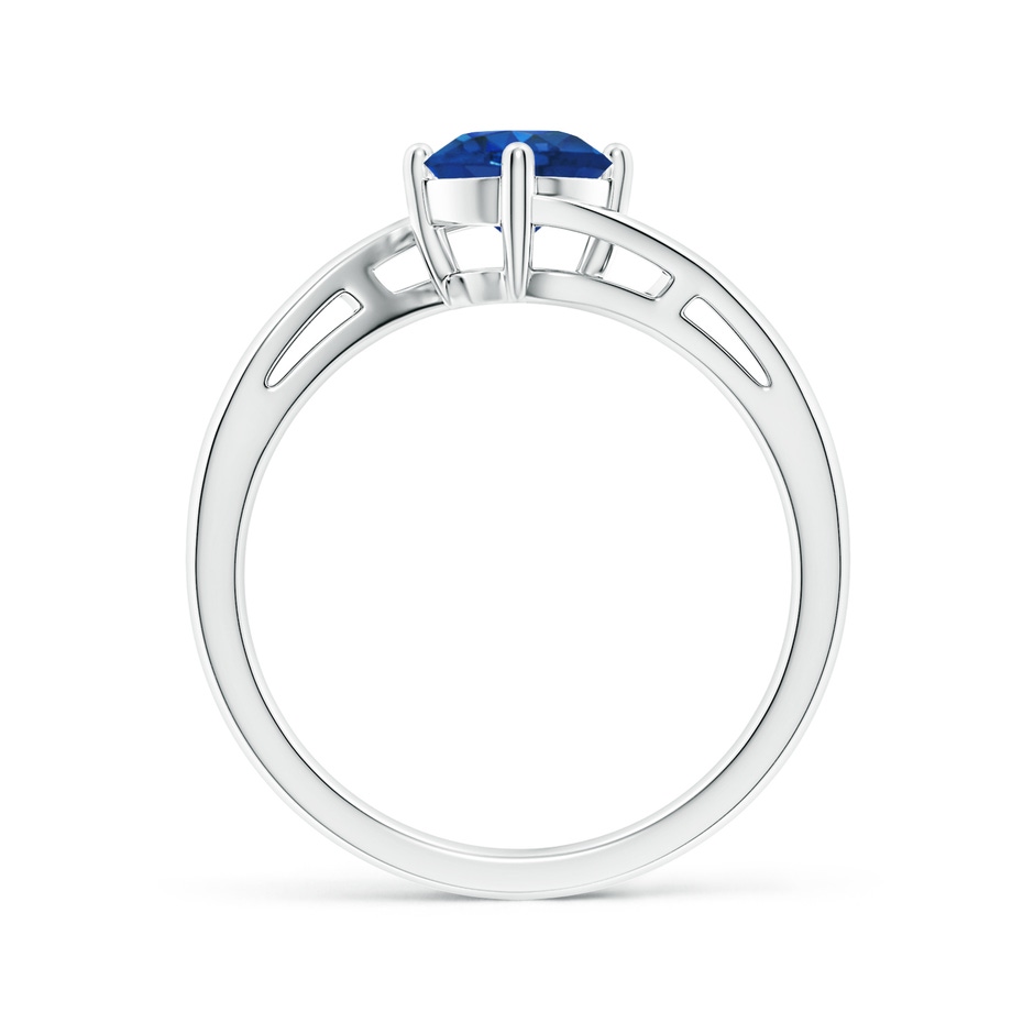 6mm AAA Classic Round Sapphire Solitaire Bypass Ring in White Gold side 199