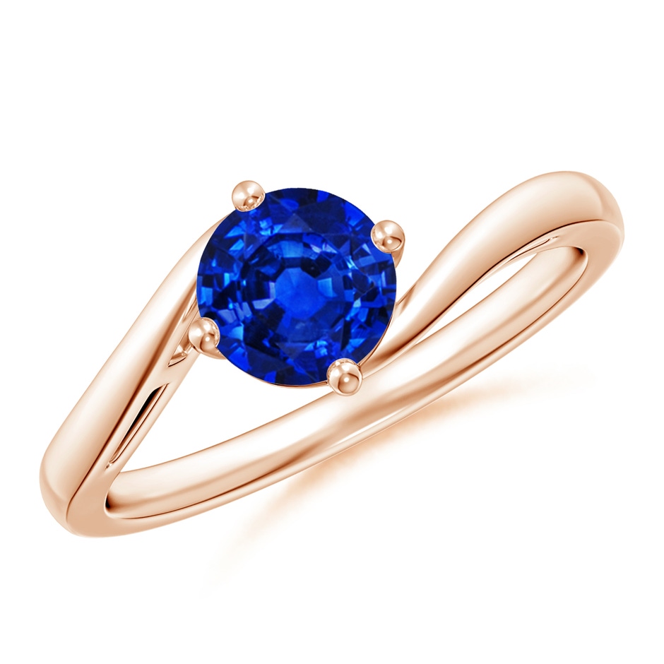 6mm AAAA Classic Round Sapphire Solitaire Bypass Ring in Rose Gold 