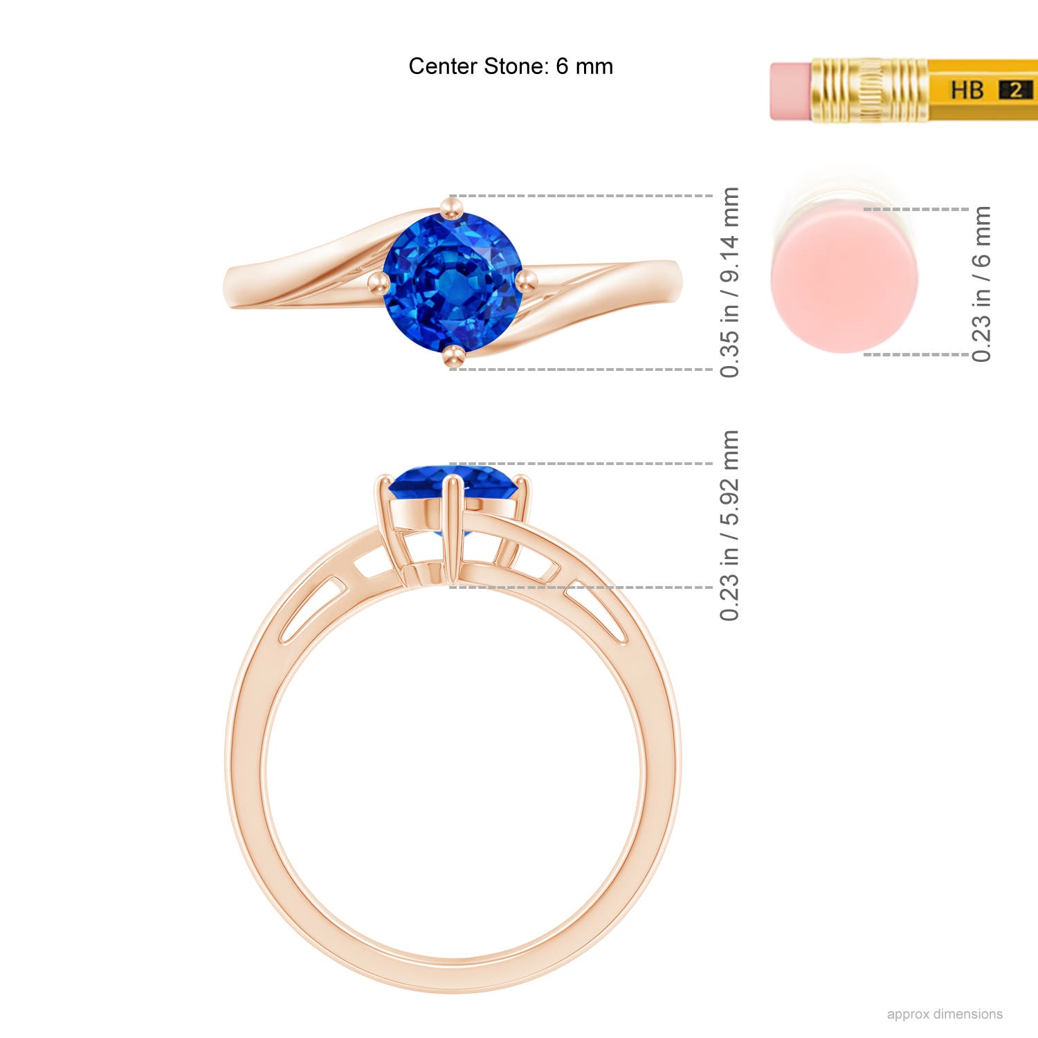 AAAA - Blue Sapphire / 1 CT / 14 KT Rose Gold