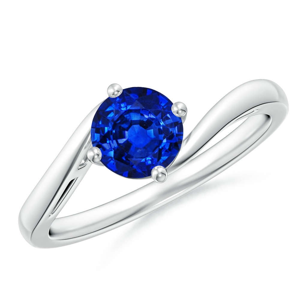 6mm AAAA Classic Round Sapphire Solitaire Bypass Ring in White Gold