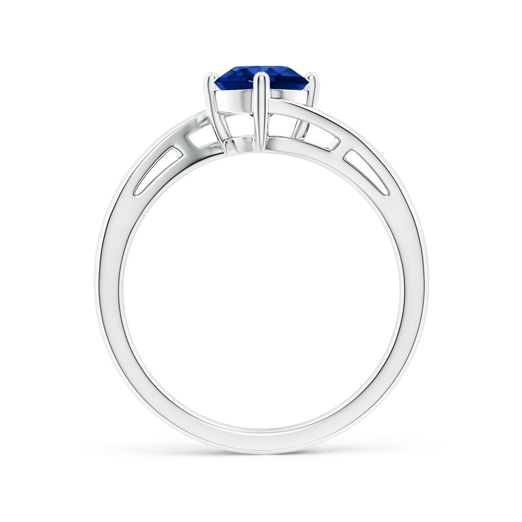 6mm AAAA Classic Round Sapphire Solitaire Bypass Ring in White Gold Side-1
