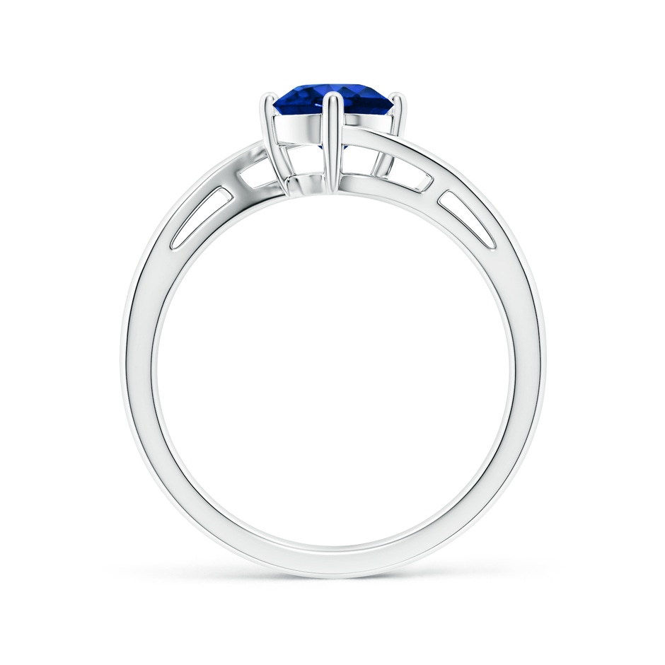 6mm AAAA Classic Round Sapphire Solitaire Bypass Ring in White Gold side 199