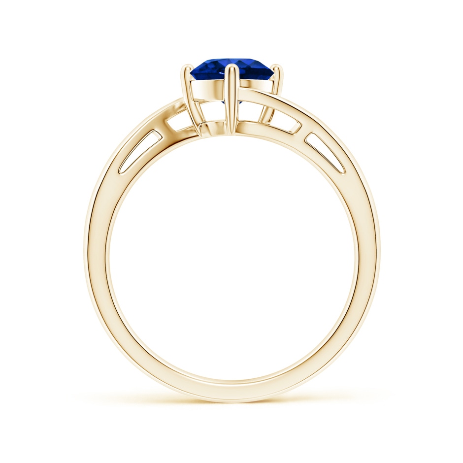 6mm AAAA Classic Round Sapphire Solitaire Bypass Ring in Yellow Gold side 199