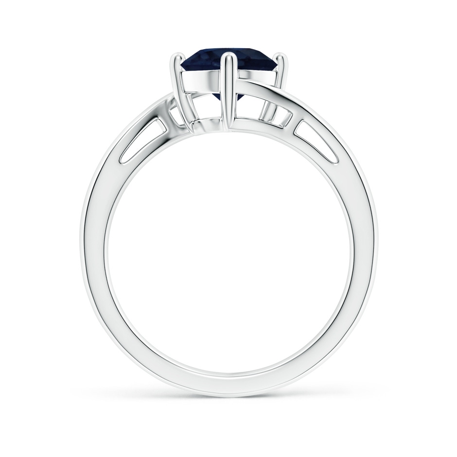 7mm A Classic Round Sapphire Solitaire Bypass Ring in White Gold side 199