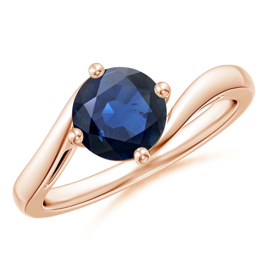 7mm AA Classic Round Sapphire Solitaire Bypass Ring in Rose Gold 