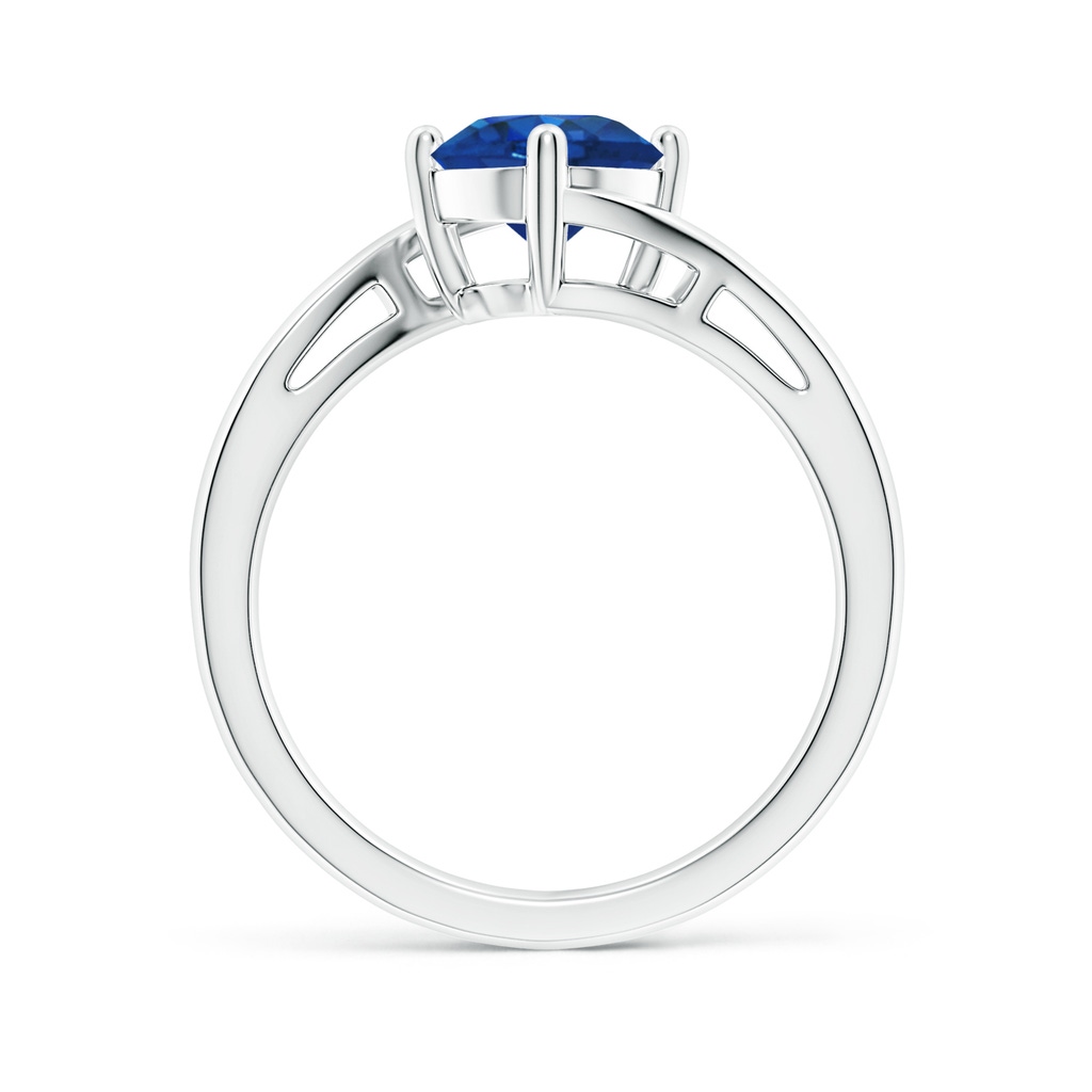 7mm AAA Classic Round Sapphire Solitaire Bypass Ring in P950 Platinum Side 199