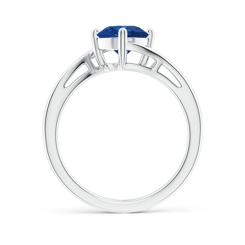 7mm AAA Classic Round Sapphire Solitaire Bypass Ring in P950 Platinum side 199