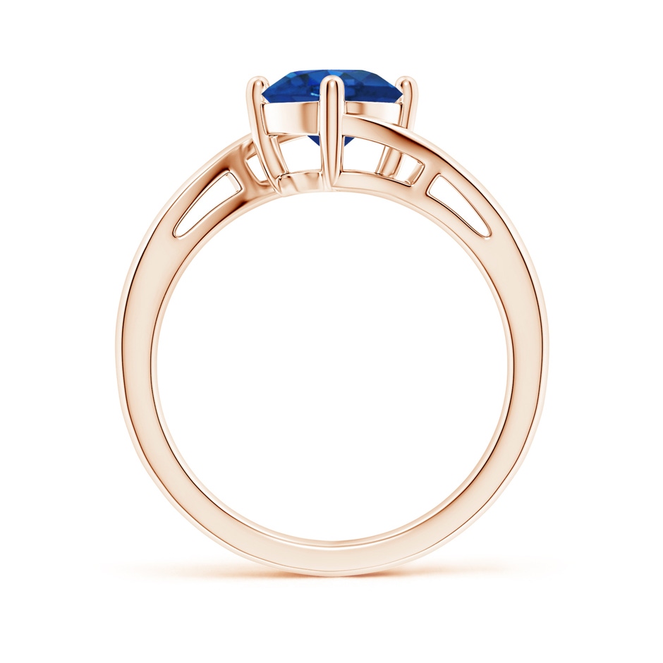 7mm AAA Classic Round Sapphire Solitaire Bypass Ring in Rose Gold side 199