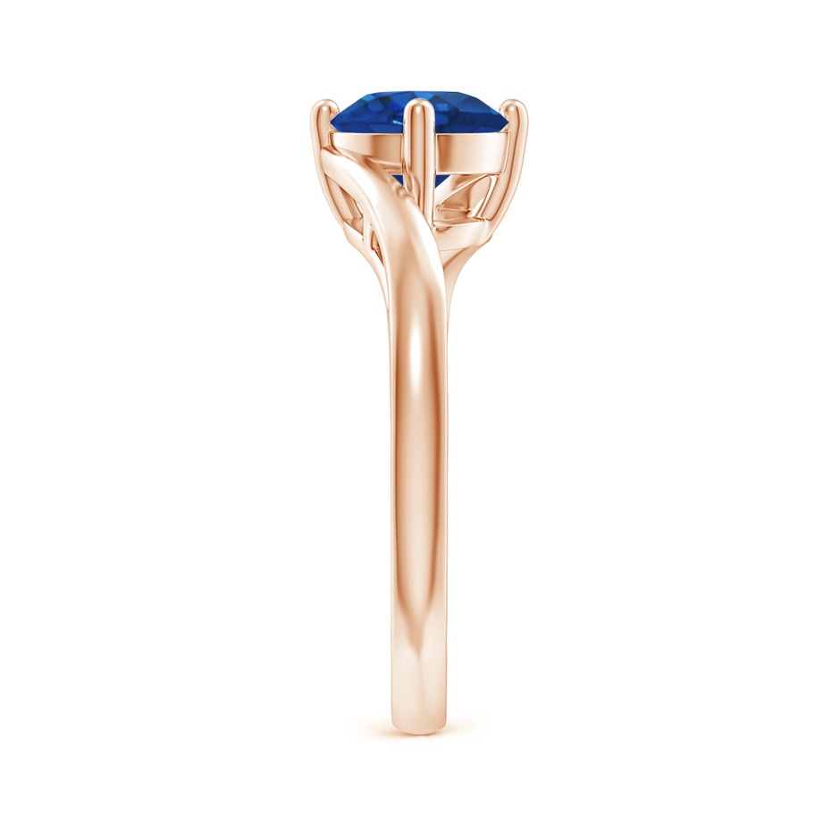 7mm AAA Classic Round Sapphire Solitaire Bypass Ring in Rose Gold side 299