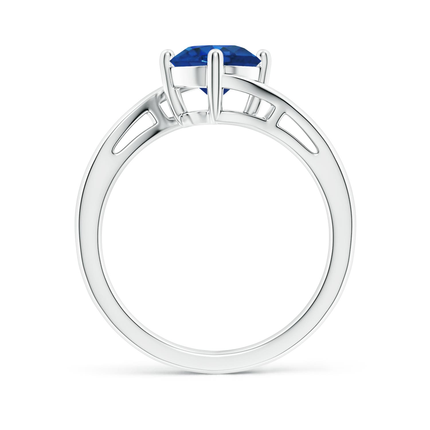 7mm AAA Classic Round Sapphire Solitaire Bypass Ring in White Gold - side 3