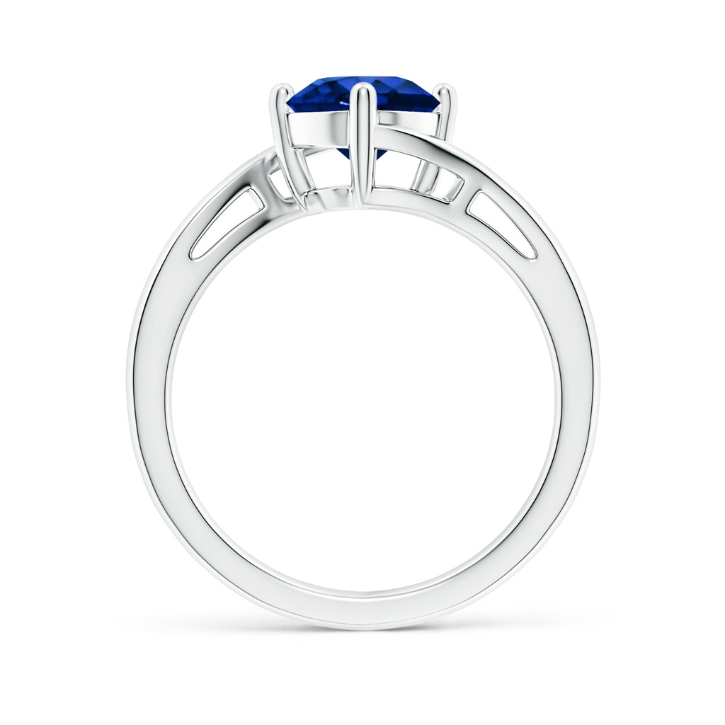 7mm Lab-Grown Classic Round Sapphire Solitaire Bypass Ring in 18K White Gold - side 199