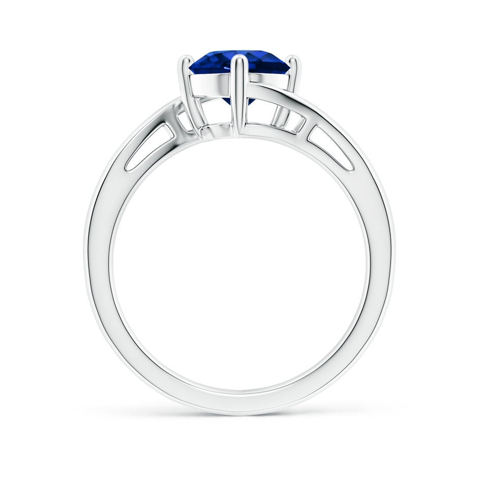 7mm AAAA Classic Round Sapphire Solitaire Bypass Ring in P950 Platinum side 199