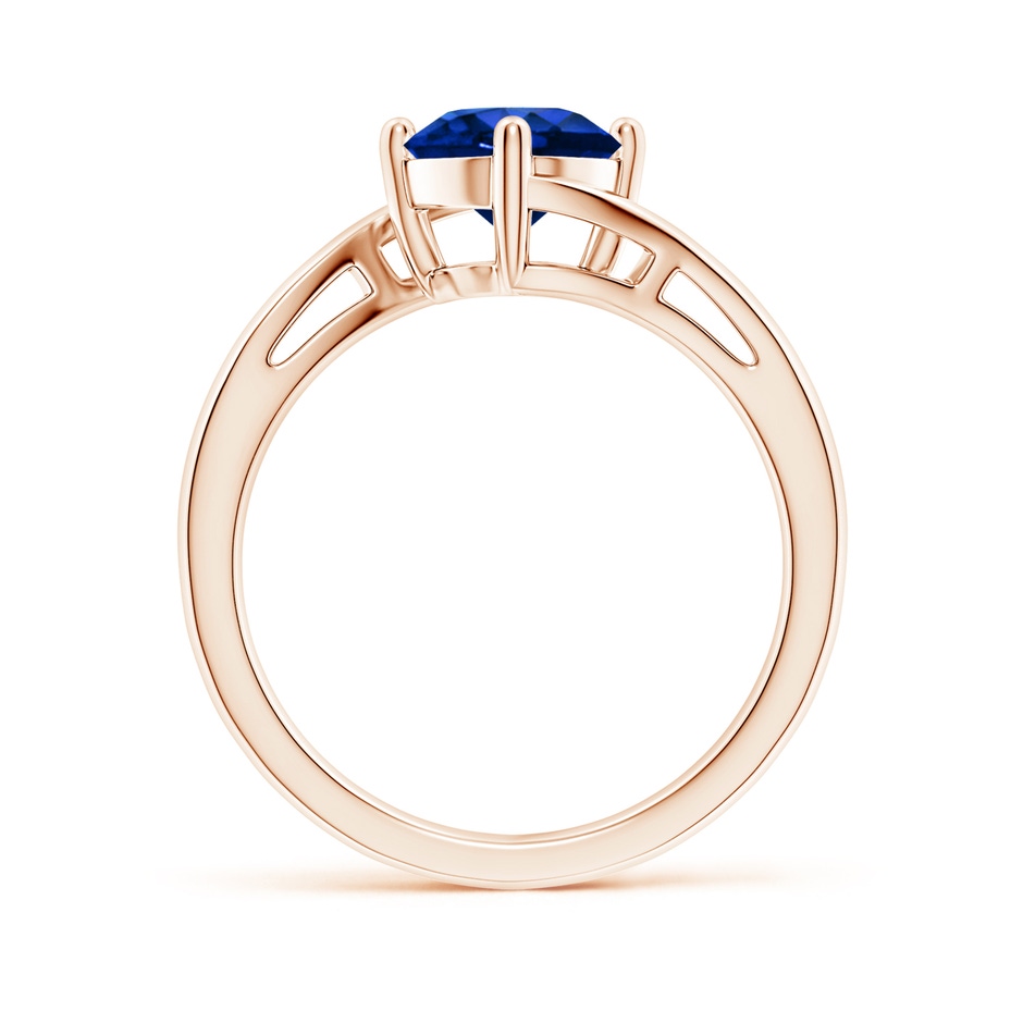 7mm AAAA Classic Round Sapphire Solitaire Bypass Ring in Rose Gold side 199