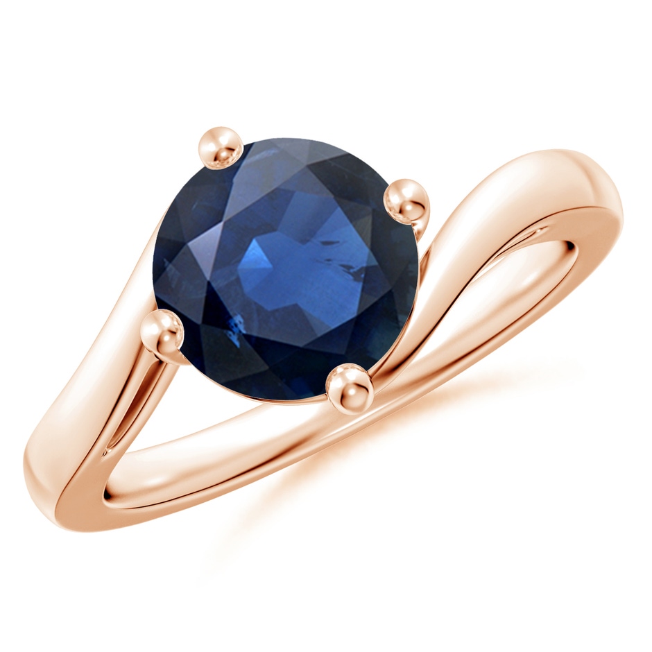 8mm AA Classic Round Sapphire Solitaire Bypass Ring in Rose Gold 