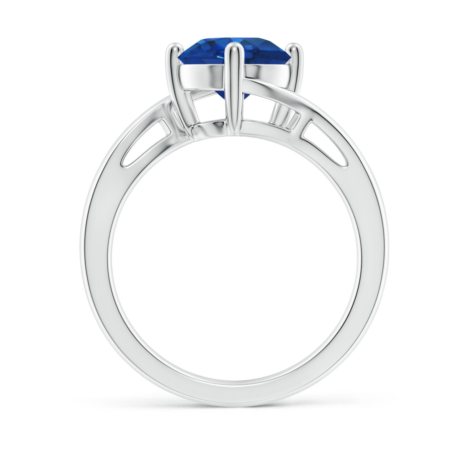 8mm AAA Classic Round Sapphire Solitaire Bypass Ring in White Gold